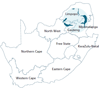Bushveld Complex location in South Africa