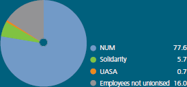 Union representation at Zondereinde (%)